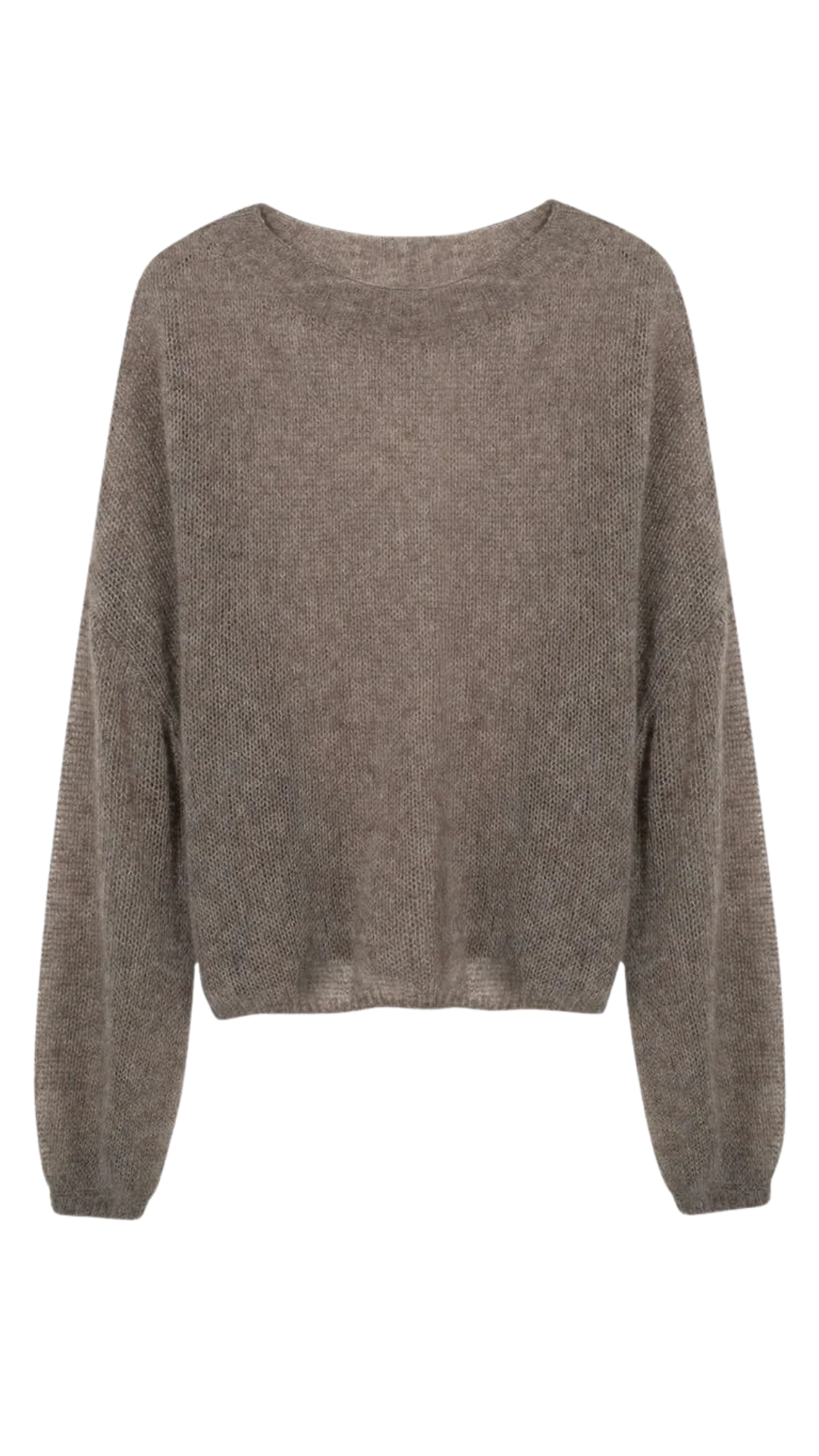 Raw Velvet Brown Cashmere-Silk Relaxed Pullover Sweater