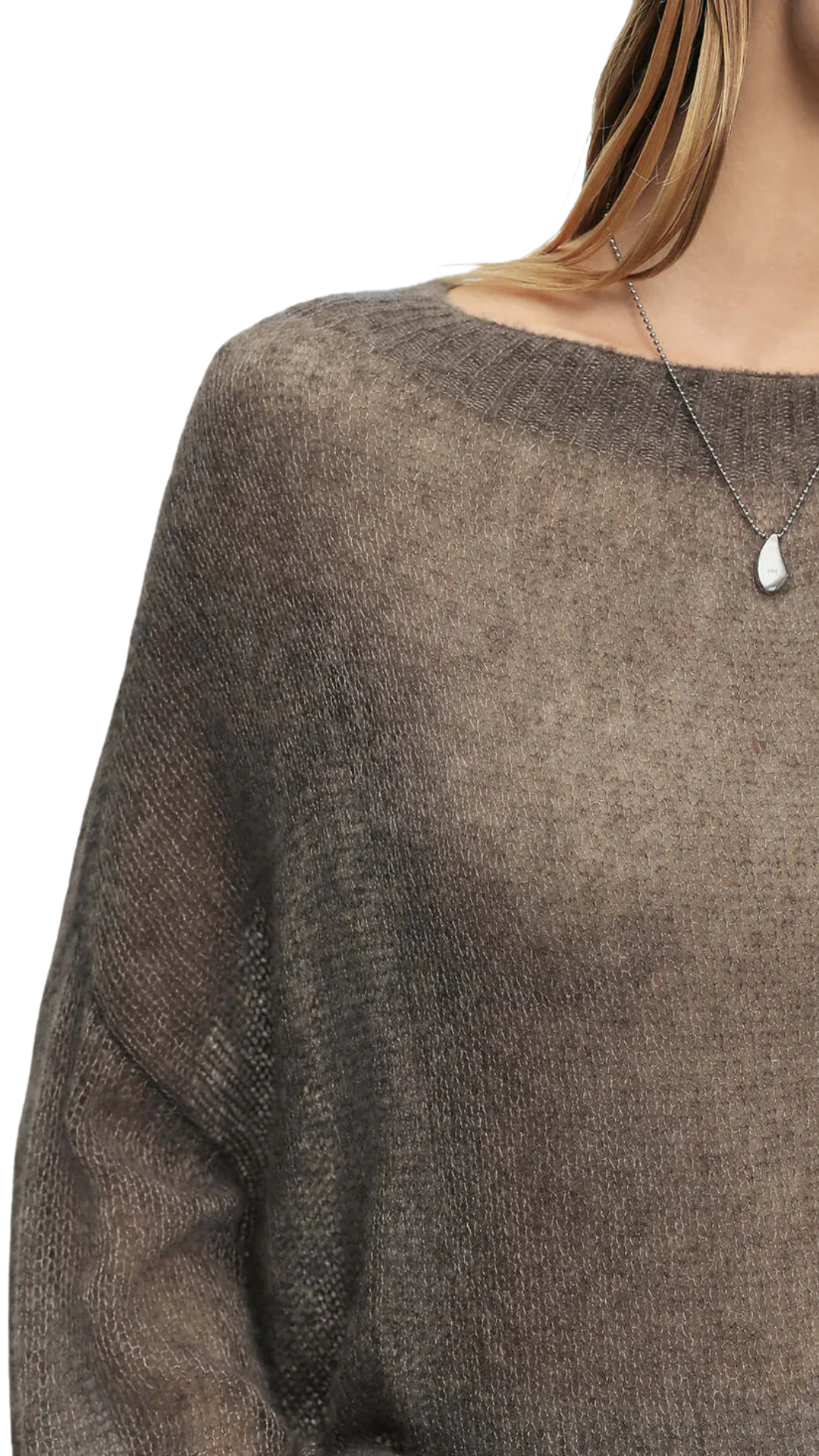 Raw Velvet Brown Cashmere-Silk Relaxed Pullover Sweater