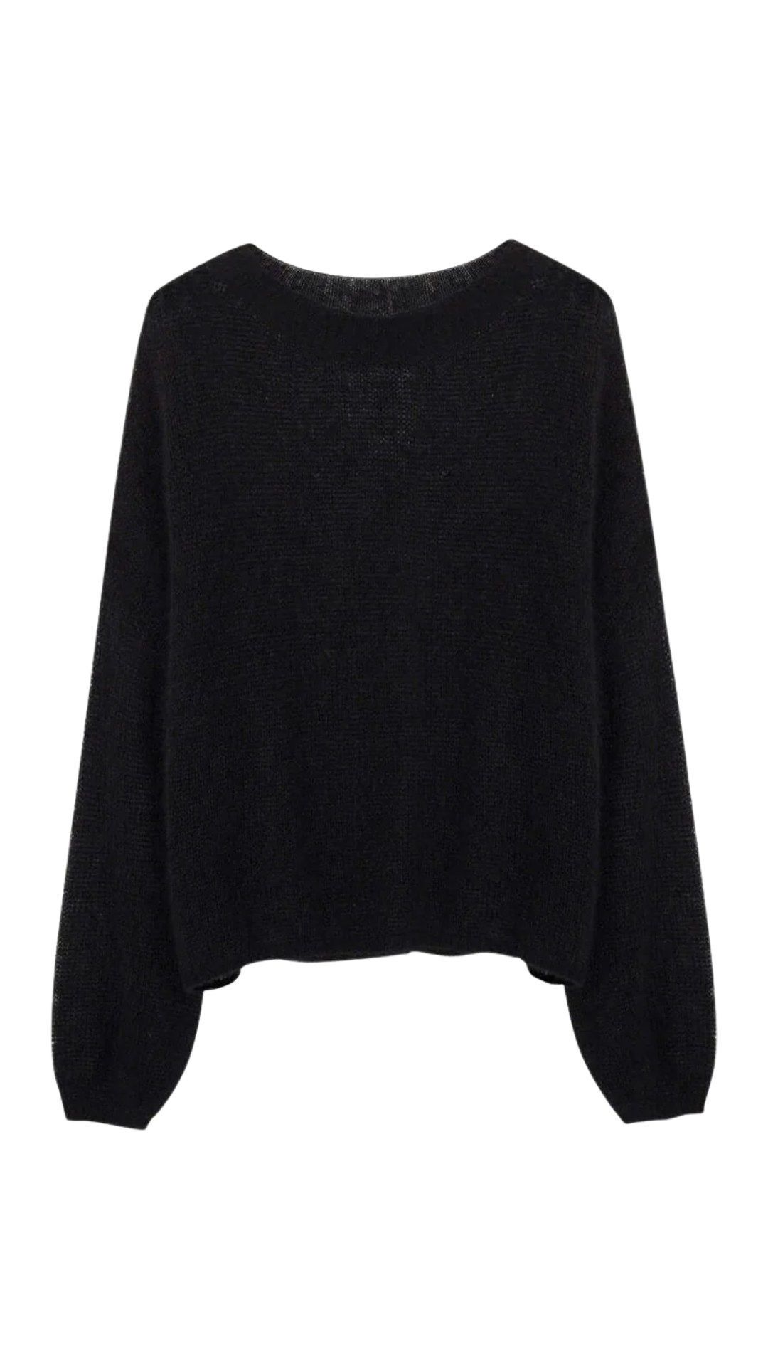 Black Cashmere-Silk Relaxed Pullover Sweater