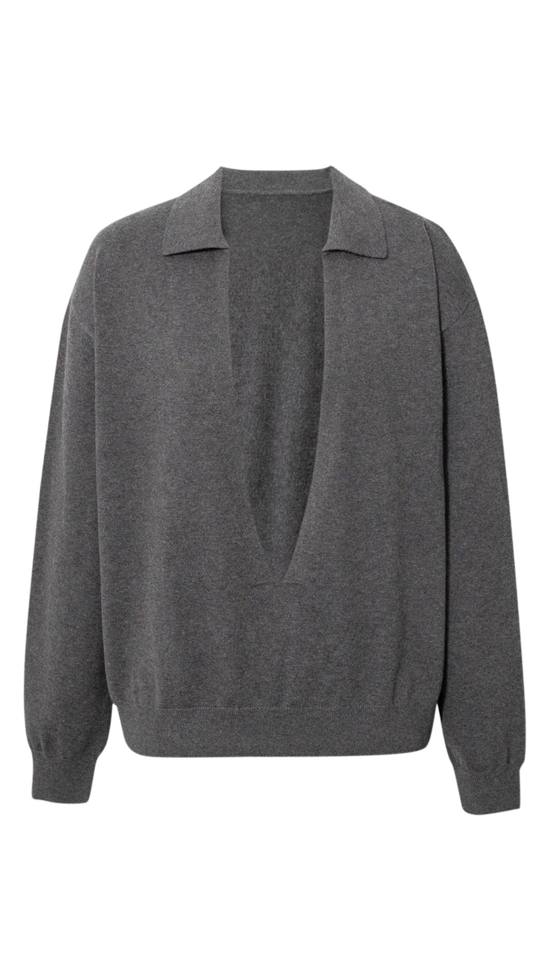 Rock Gray Deep V Knit Top
