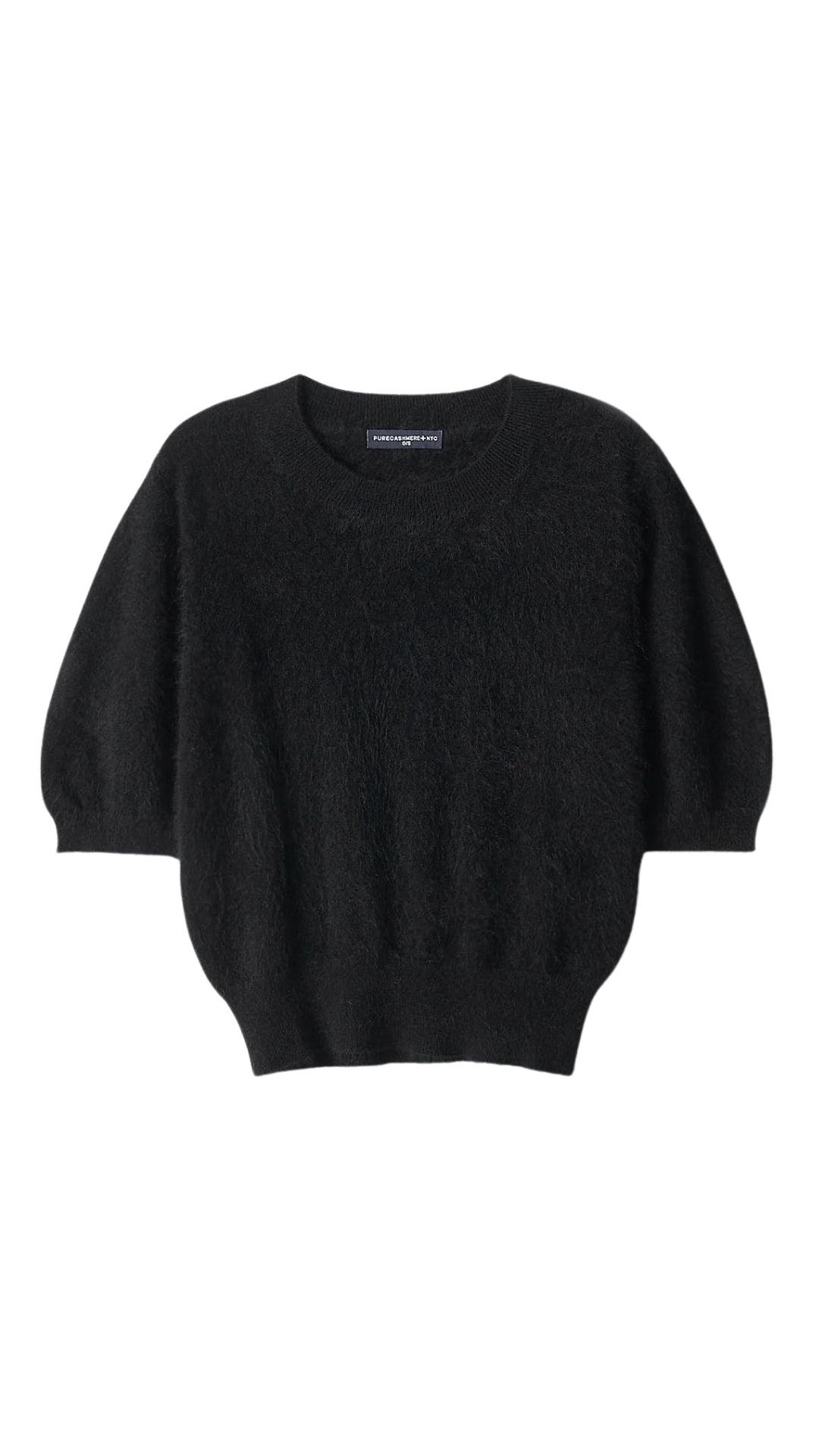 Black Brushed Puff Short Sleeve Top