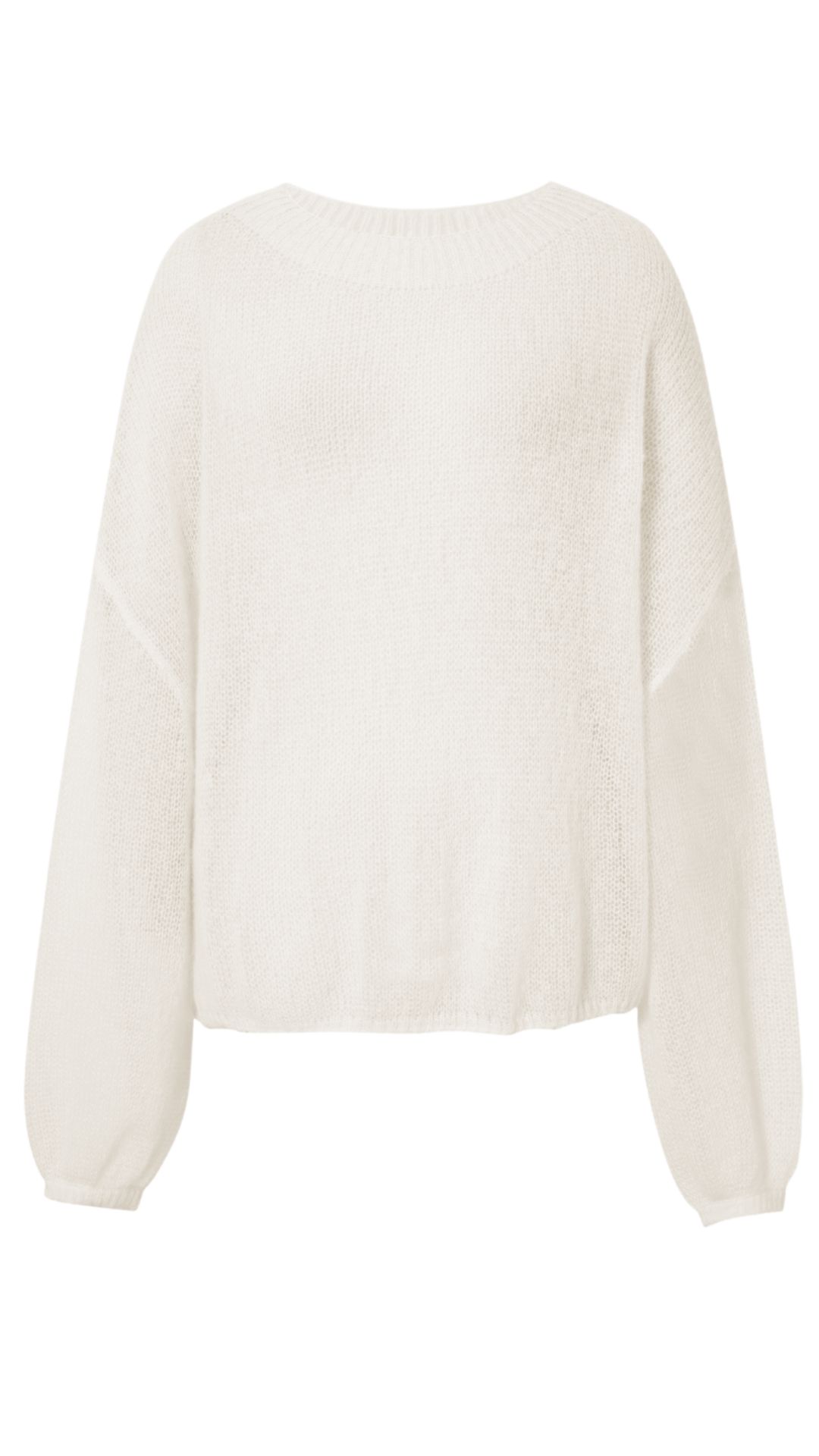 White Cashmere-Silk Relaxed Pullover Sweater