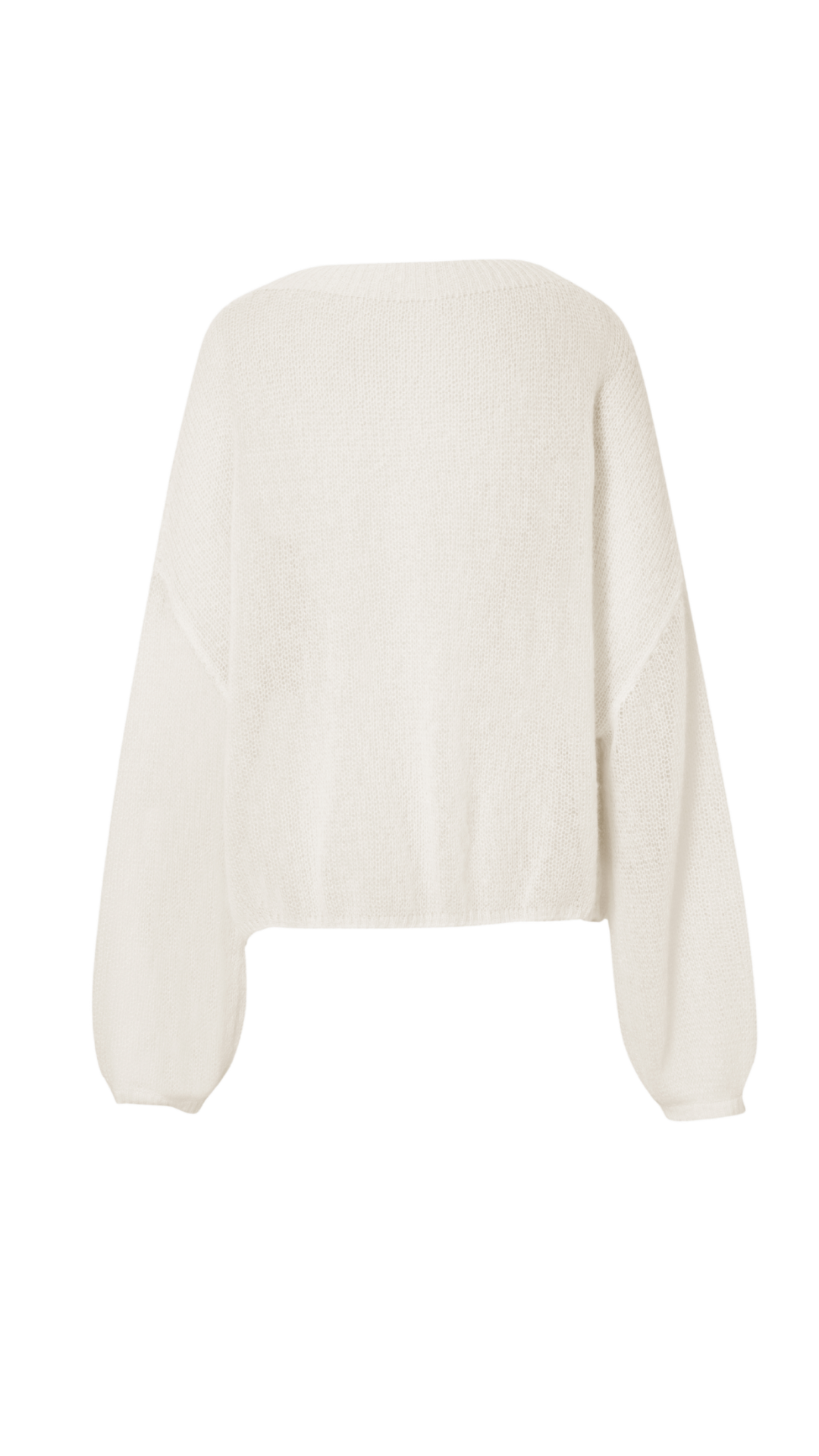 White Cashmere-Silk Relaxed Pullover Sweater