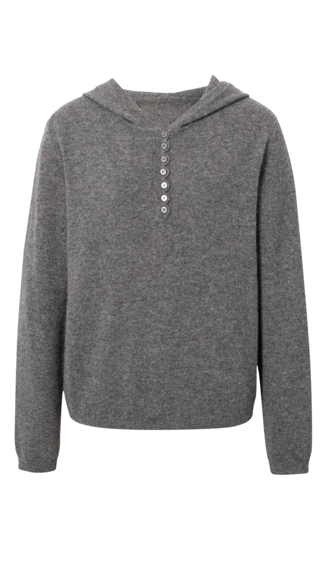 Gray Cashmere Henley Hoodie