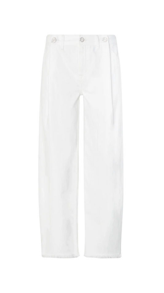 Adeline Cropped Barrel Jean - Snow