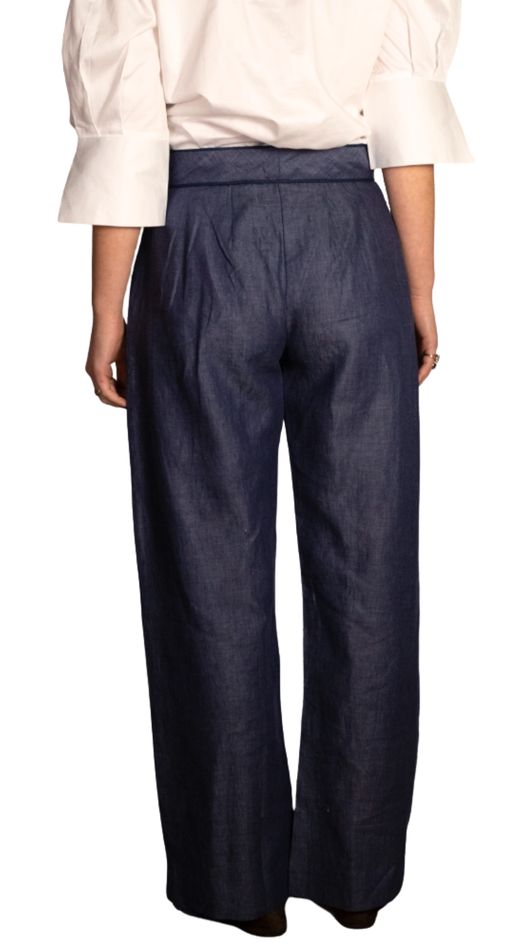 Suzanne Denim Linen Navy Trim Pants