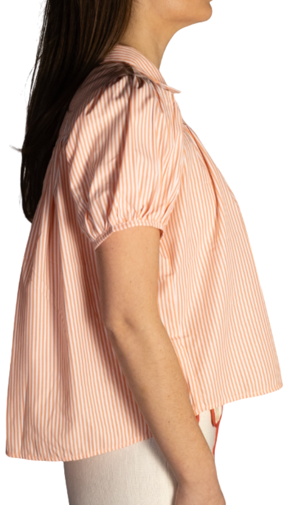 Terrie Orange & White Stripe Sweetheart Top