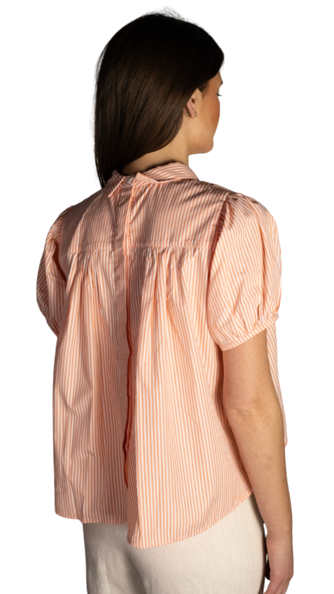 Terrie Orange & White Stripe Sweetheart Top
