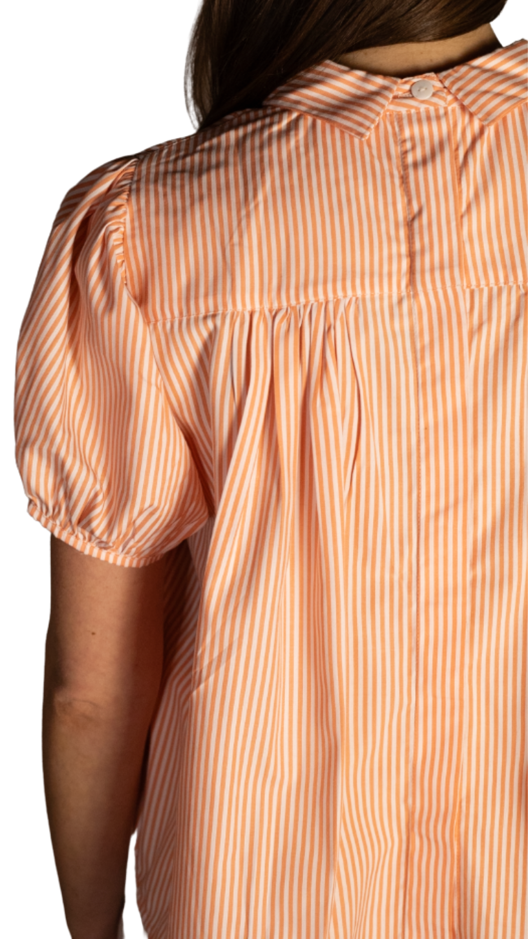 Terrie Orange & White Stripe Sweetheart Top