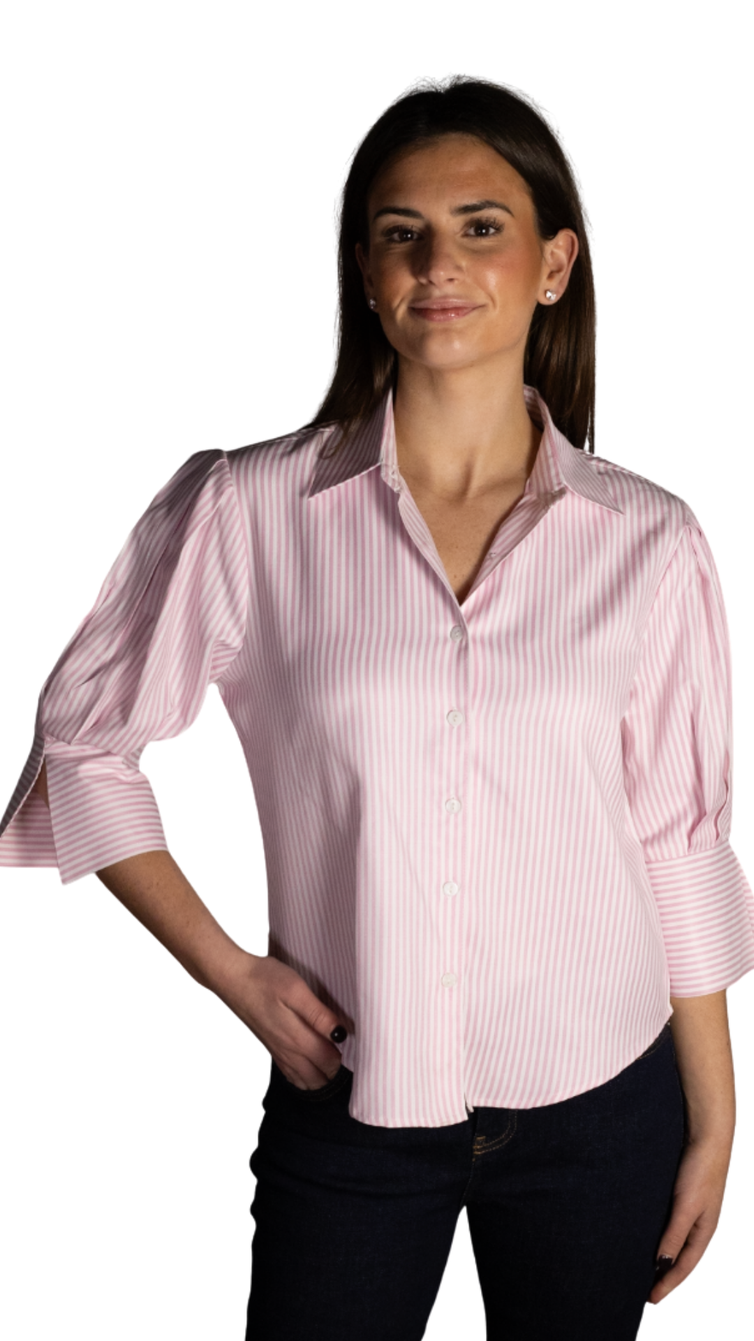 Rudie Pink & White Stripe Cuff Sleeve Top