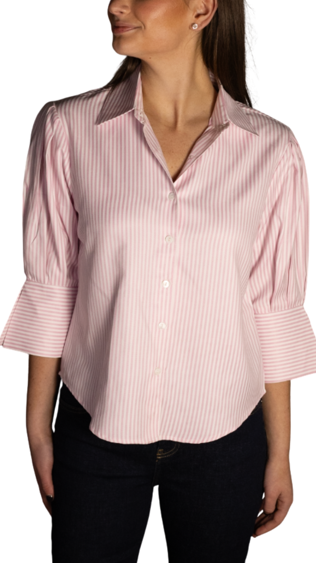 Rudie Pink & White Stripe Cuff Sleeve Top