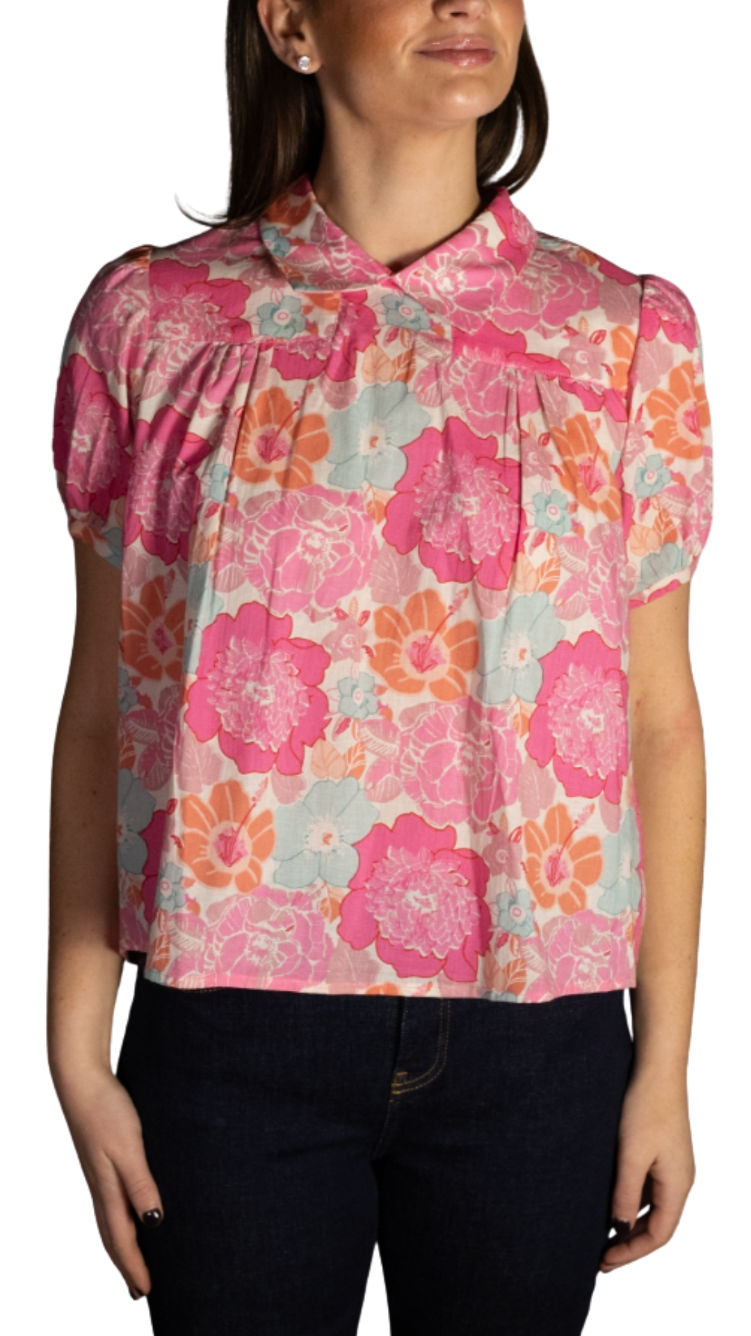 Terrie Pink Floral Sweetheart Top