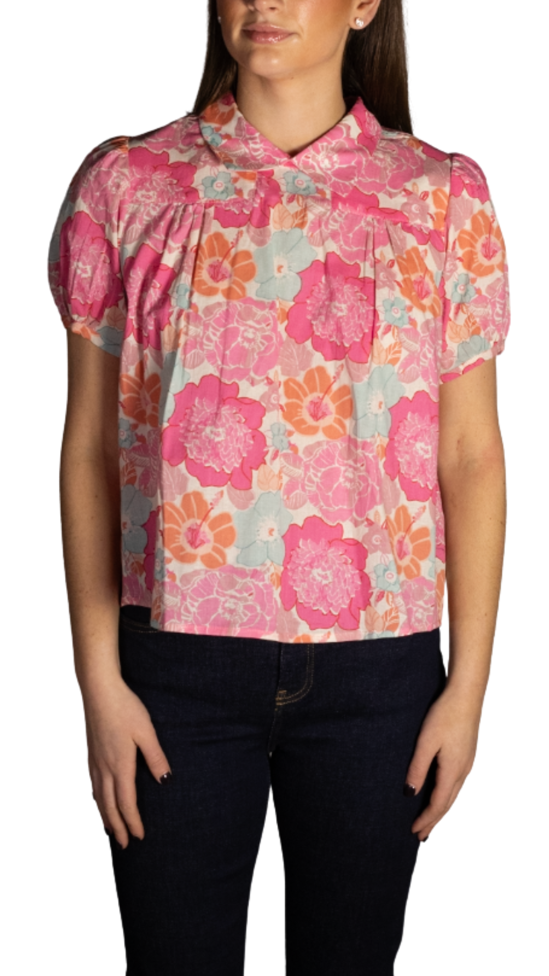 Terrie Pink Floral Sweetheart Top