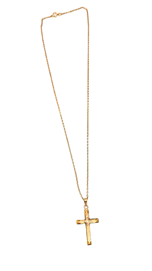 Cross w Diamond Pendant Necklace