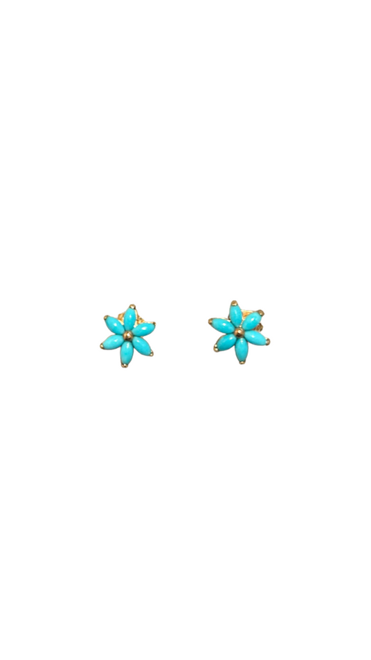 84 Turquoise Flower Studs