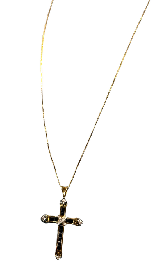 Gold Cross Necklace w/ Stones