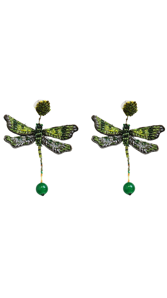 Green Dragonfly Earrings