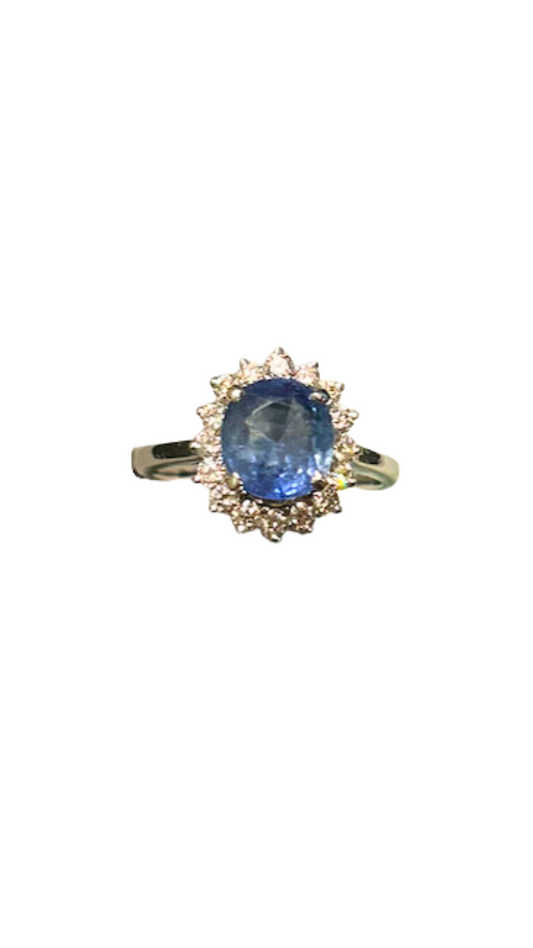 Sapphire Diamond Cluster Ring