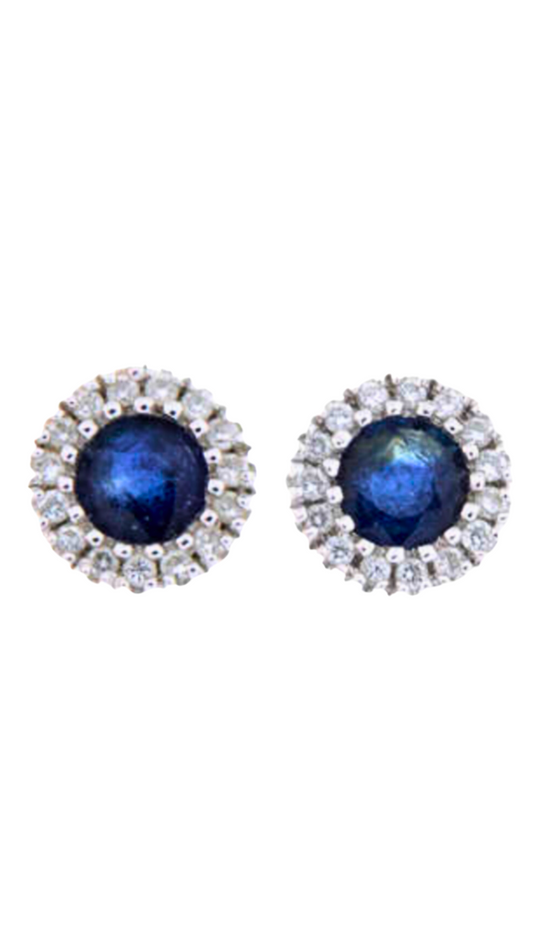 1031 Diamond Sapphire Cluster Studs