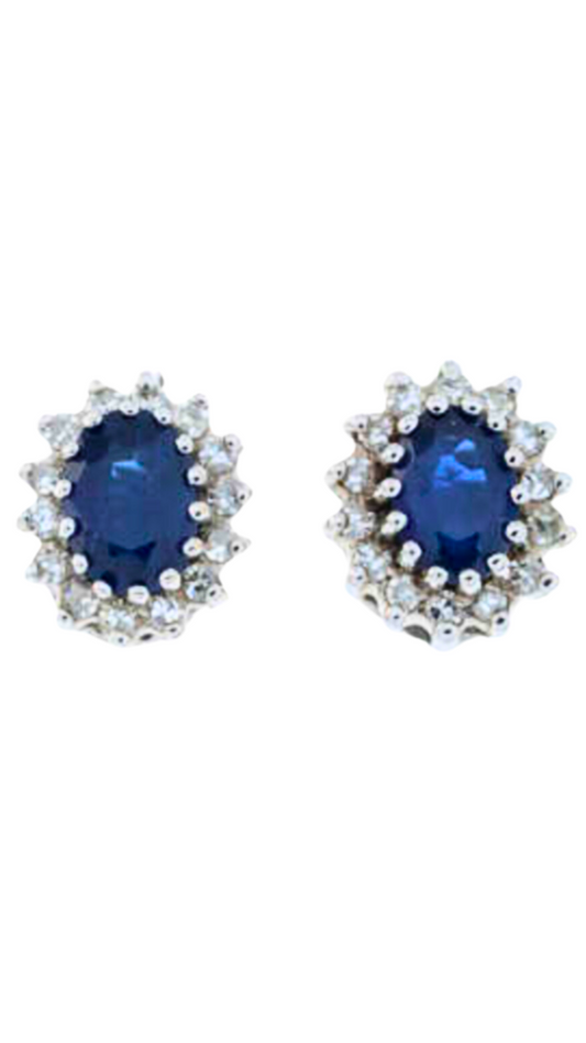 757 Diamond Sapphire Cluster Earrings