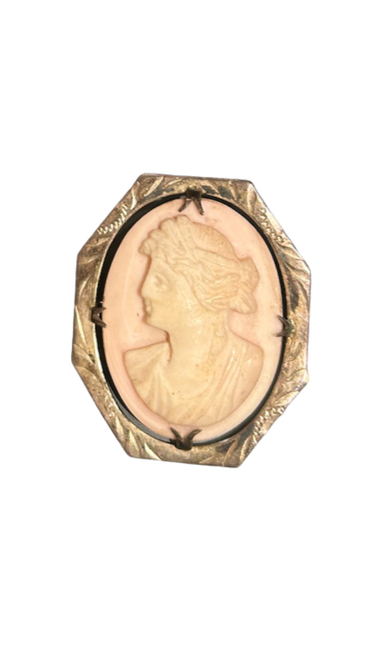 Silver & Pink Cameo Pin