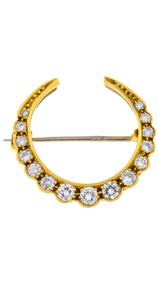 266 Diamond Crescent Moon Brooch