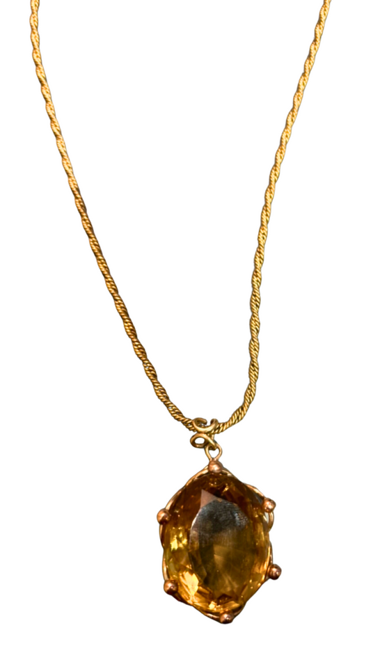 Gold Necklace w/ Large Citrine