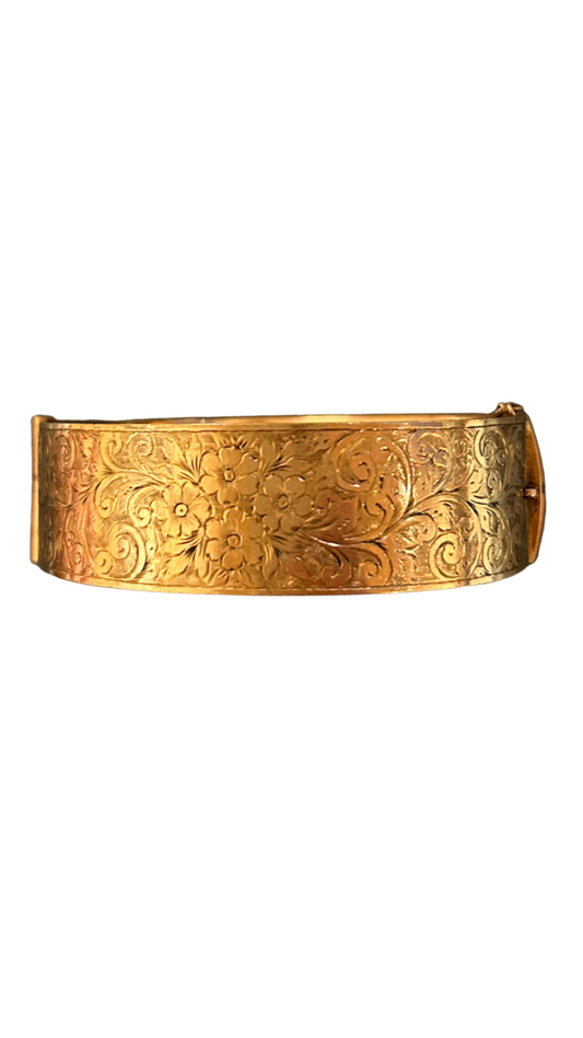 710 Gold Floral Etched Bracelet