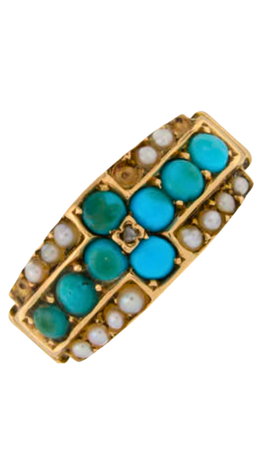 324 Turquoise Split Pearl Ring