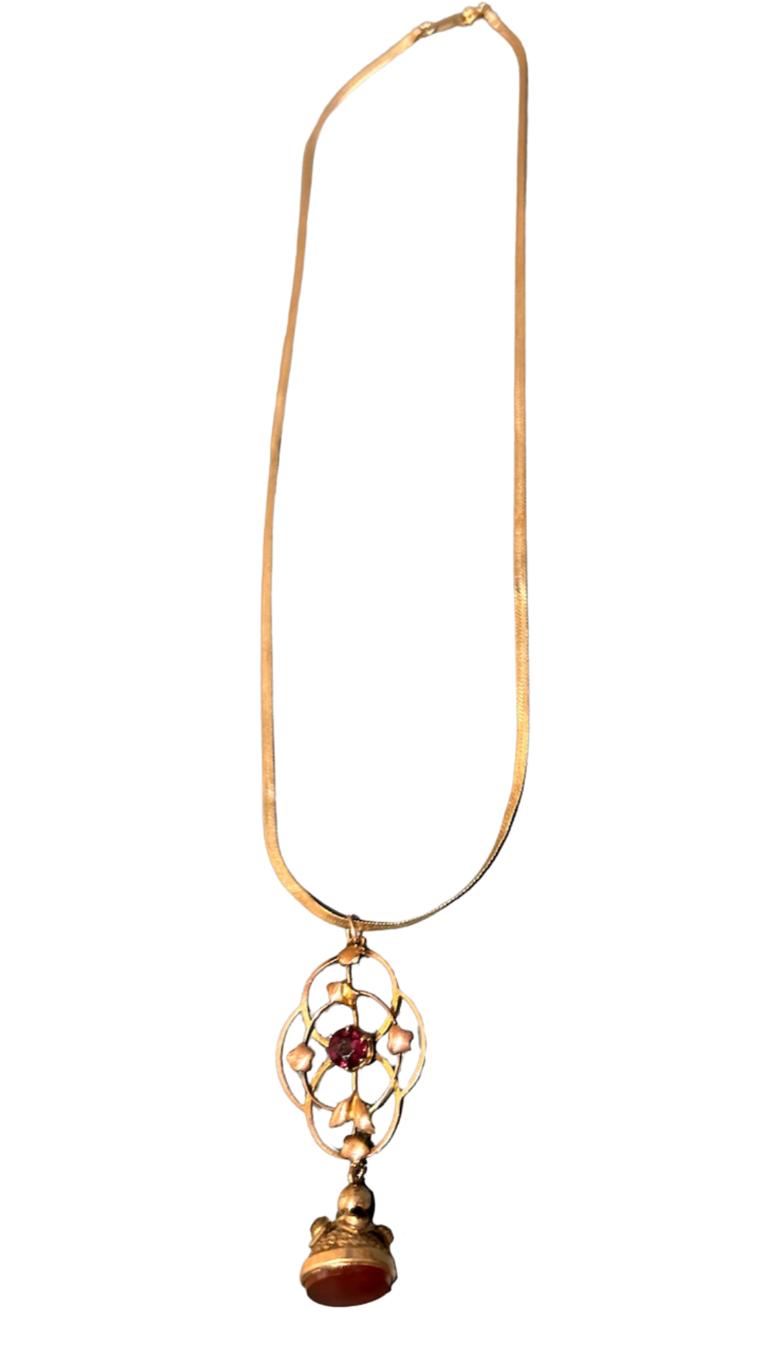 Lavalier Garnet Watch Fob Necklace