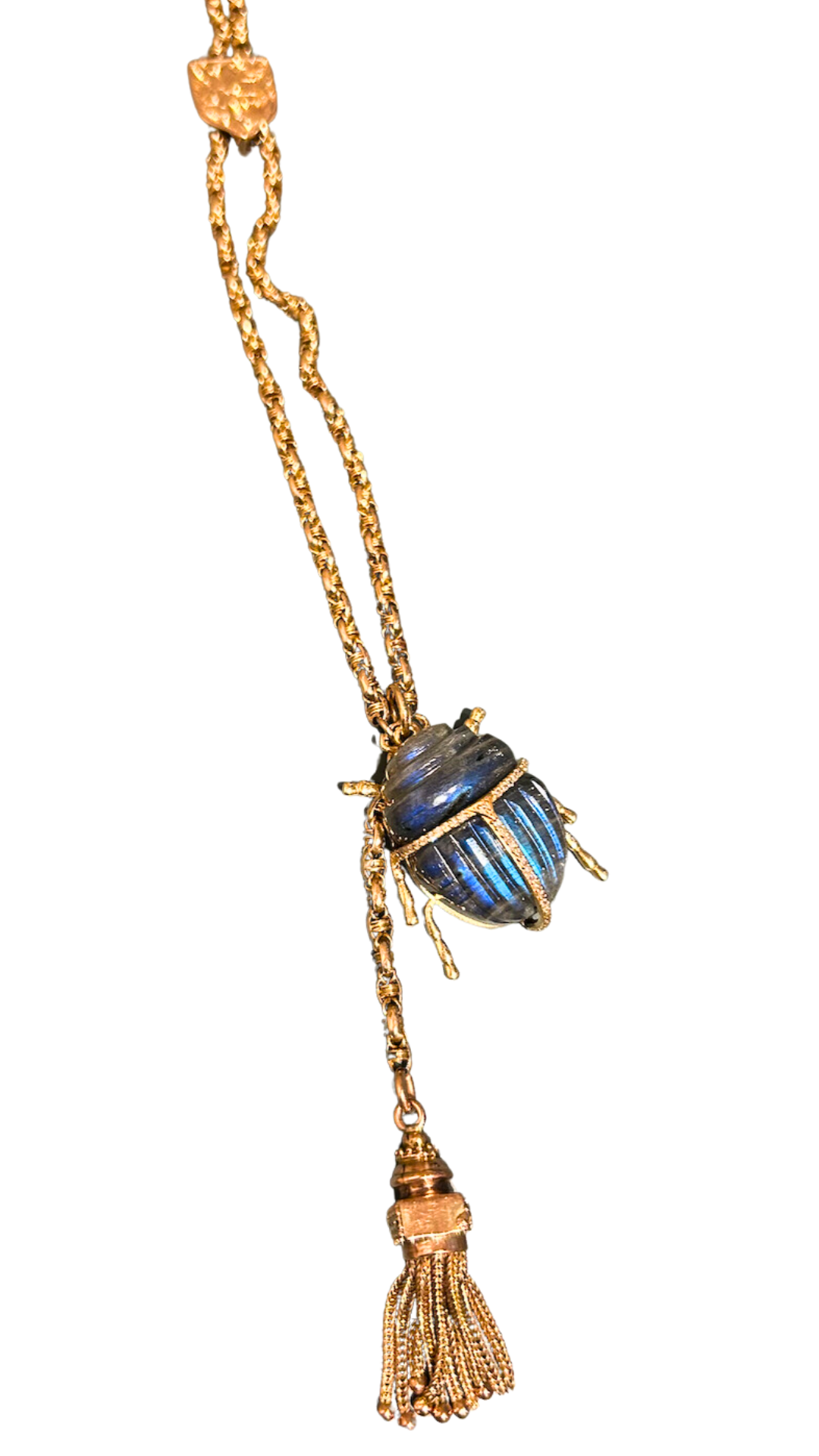 Labradorite Diamond Scarab Necklace