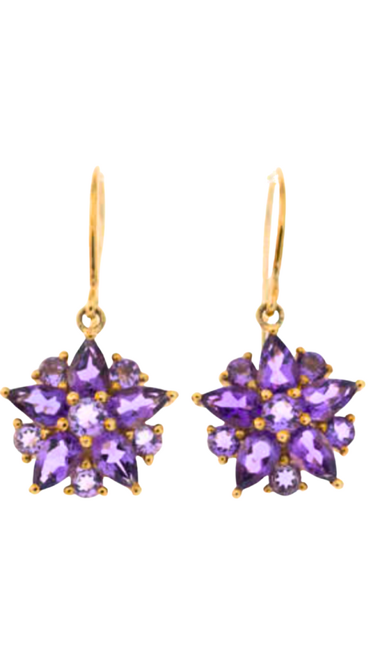 20 Amethyst Cluster Drop Earrings