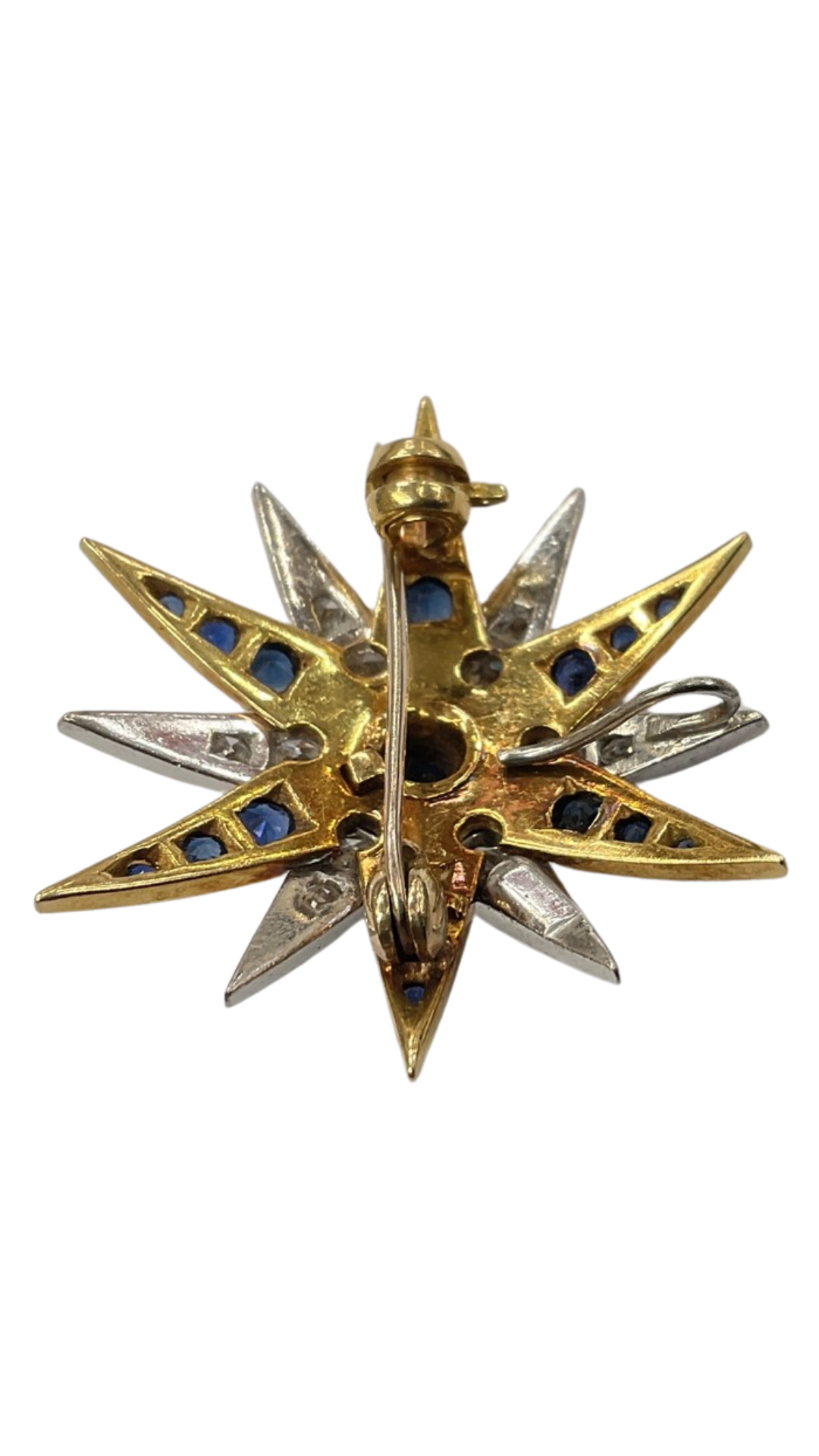 RD457 Diamond & Sapphire Star Brooch