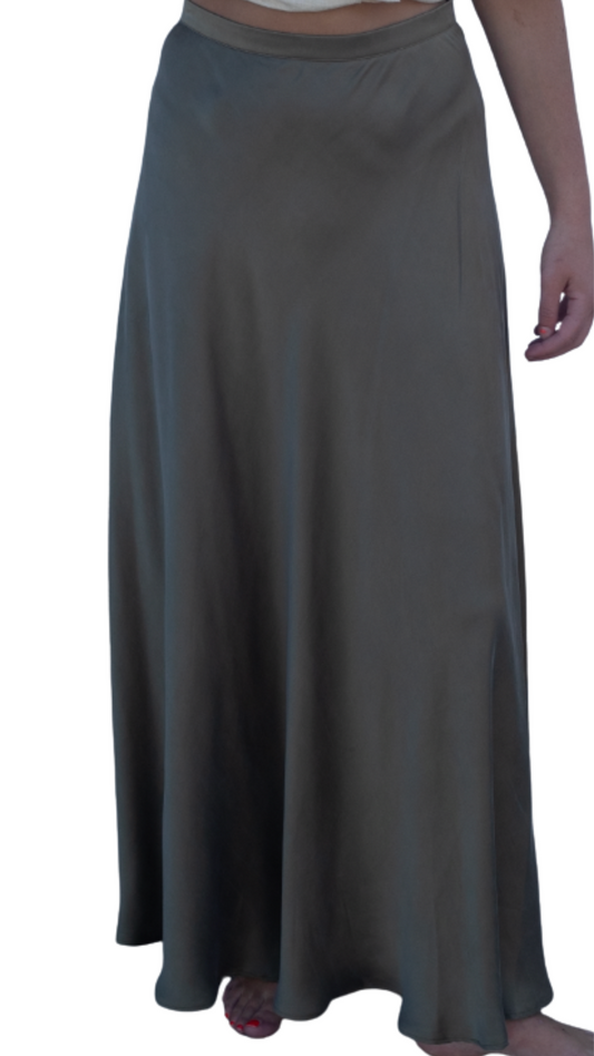 Olive Silk Polo Skirt