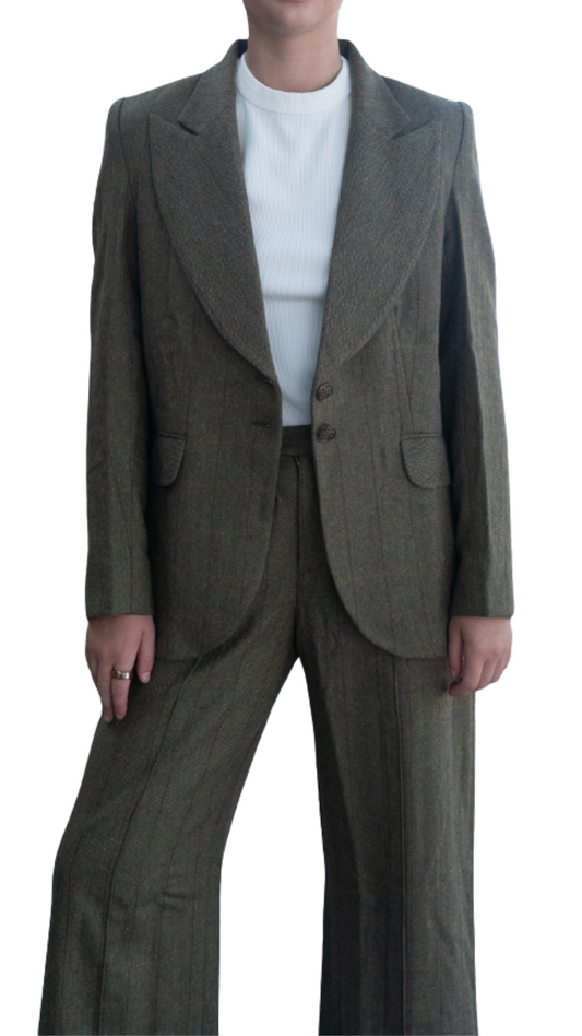 2 Button Green Plaid Wool Jacket