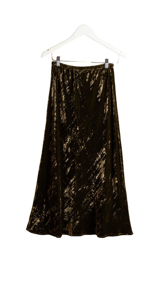 Chocolate Silk Velvet Anna Fit & Flare Skirt