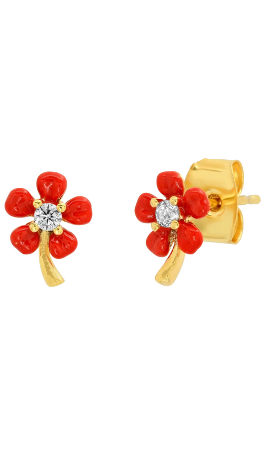 Flower Enameled Stud