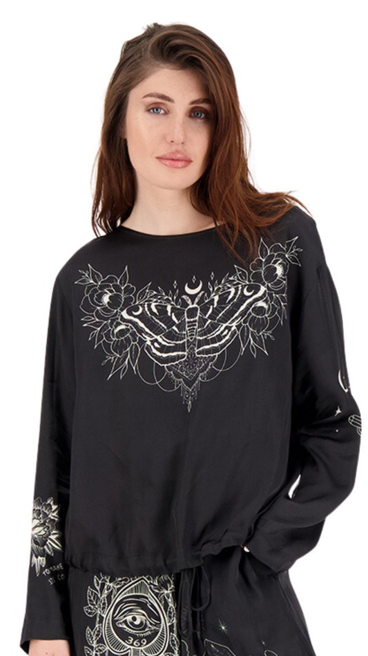 Beatrice Black Magic Blouson Top