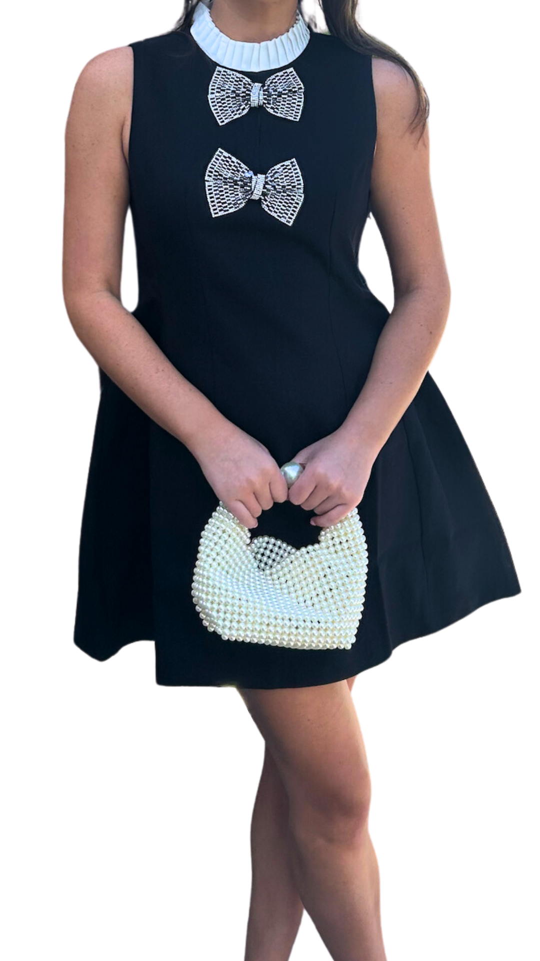 Black Embellished Bow Dress