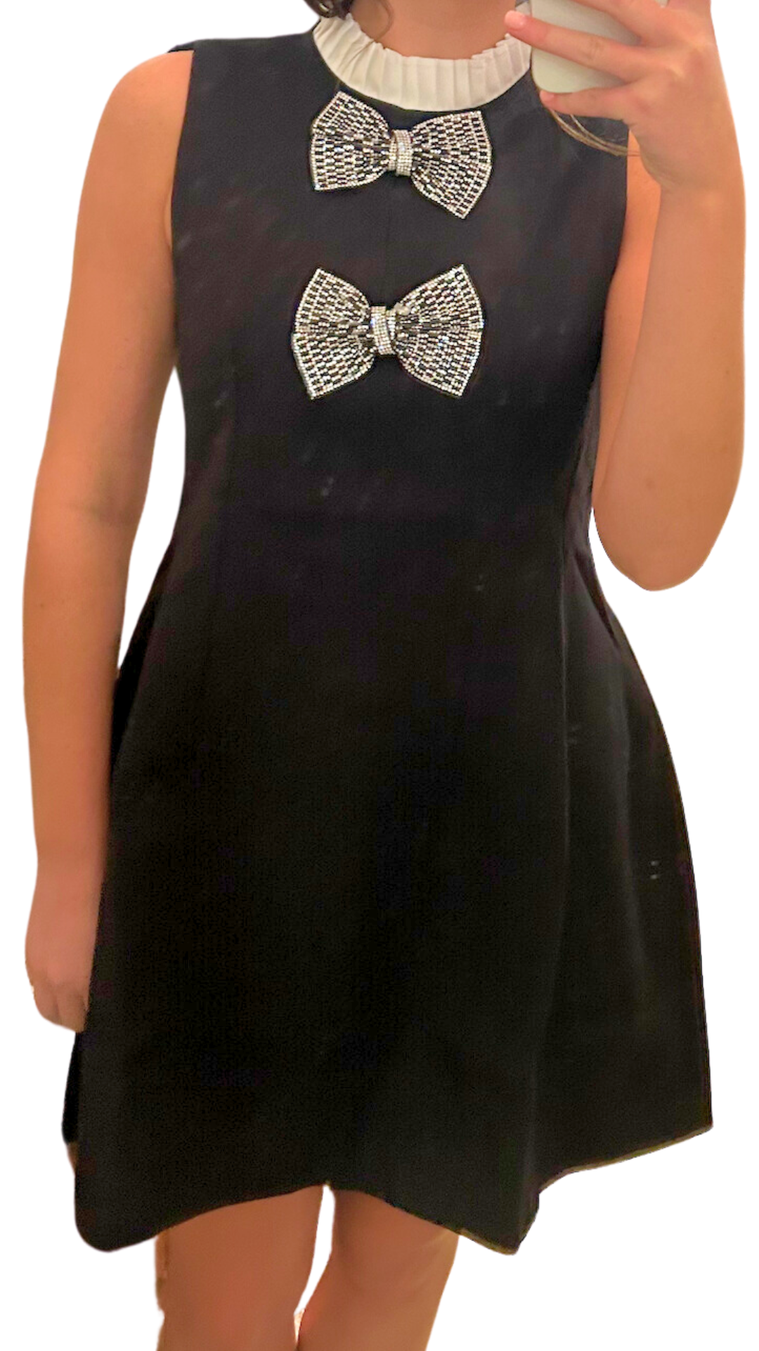 Black Embellished Bow Dress