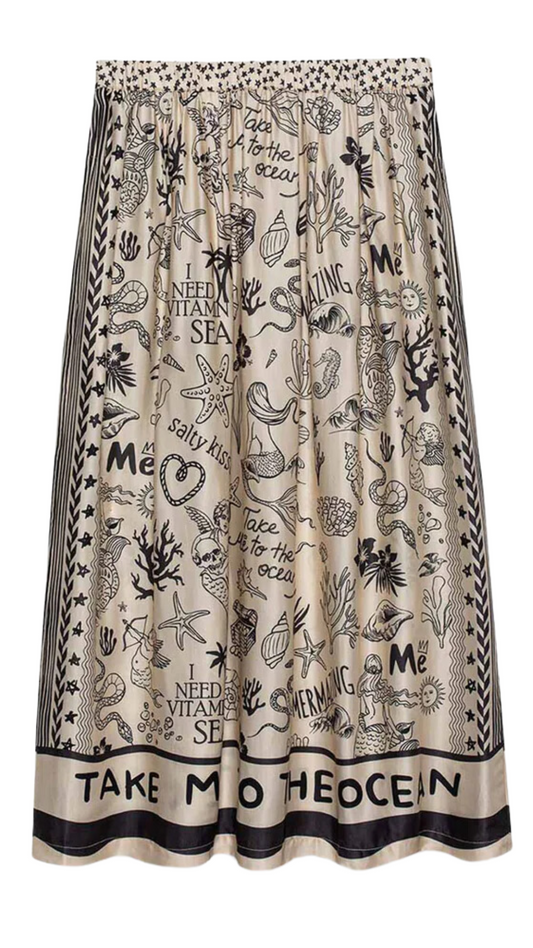 Elizabeth Mermaid Printed Midi Skirt