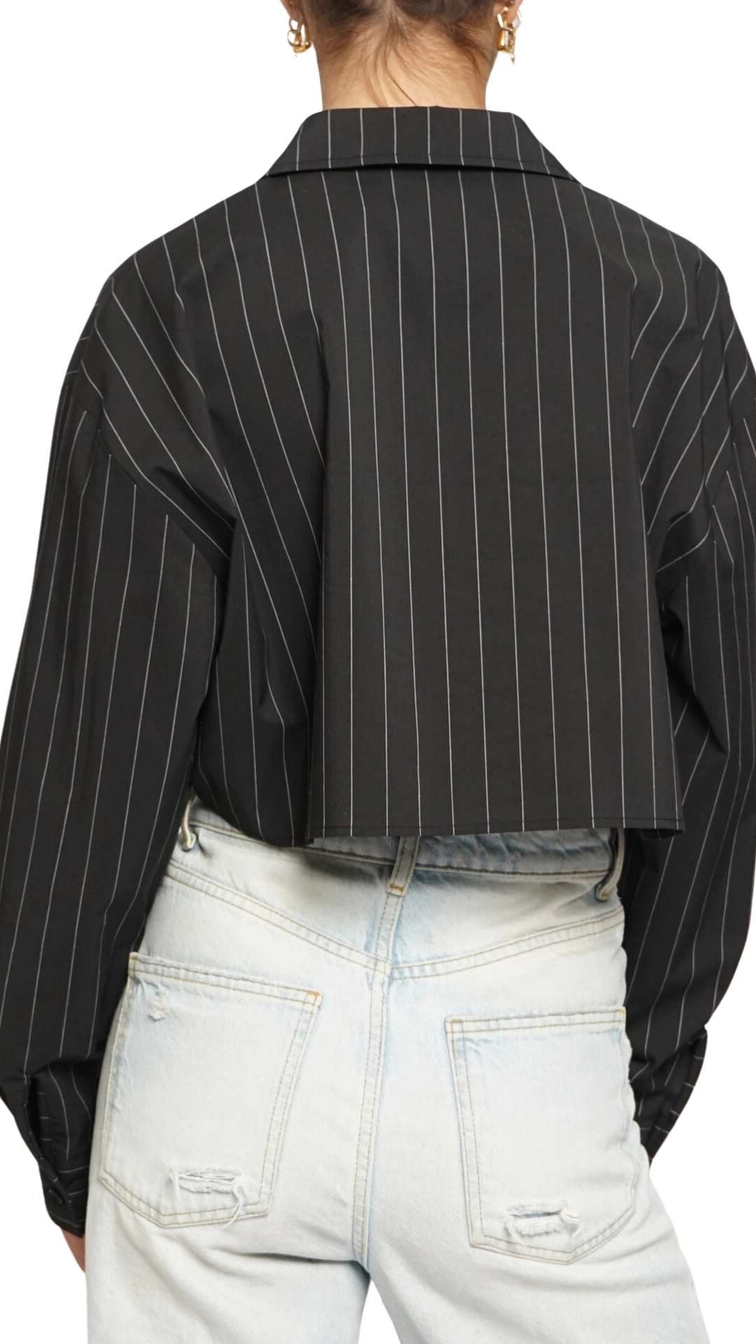 Pinstripe Poplin Cropped Shirt