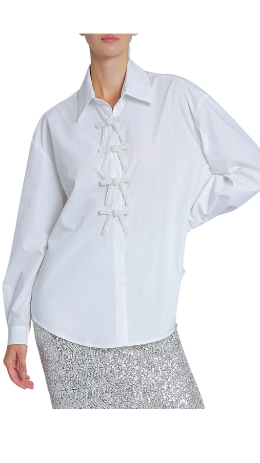 Ribbon Embellished Button Down