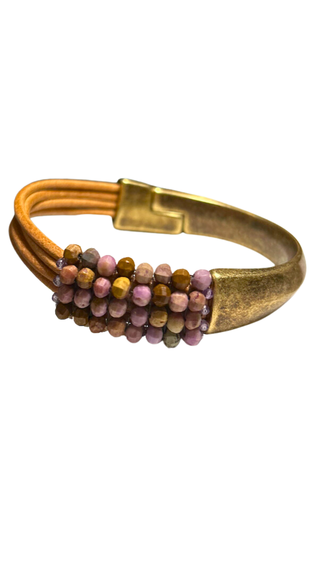 Phosphosiderite Lavender Leather Cuff