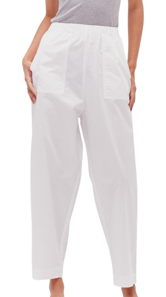 White Cotton Poplin Pants