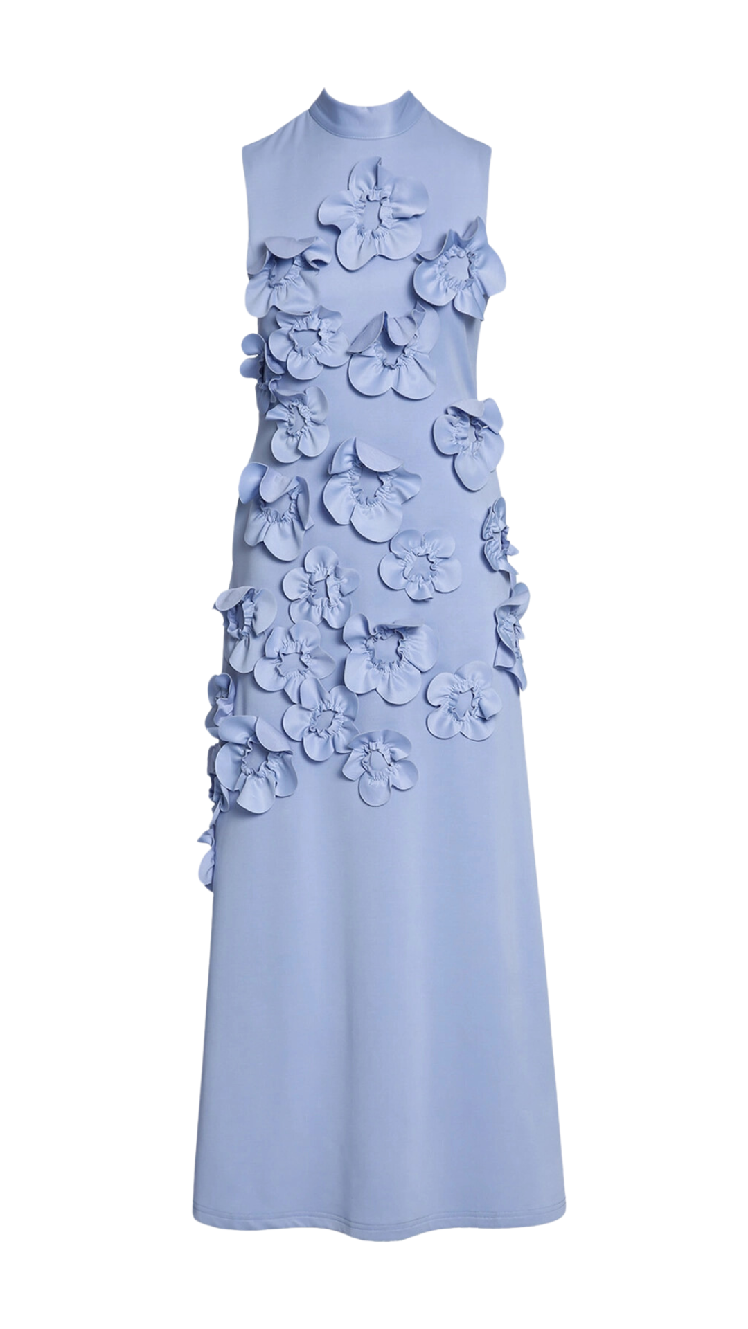 Blue Floral Applique Gown