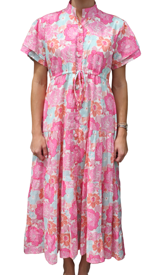Joy Pink Floral Cotton Dress