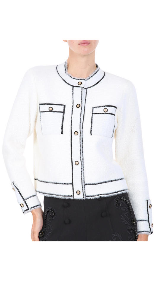 Ivory Black Trim Sweater