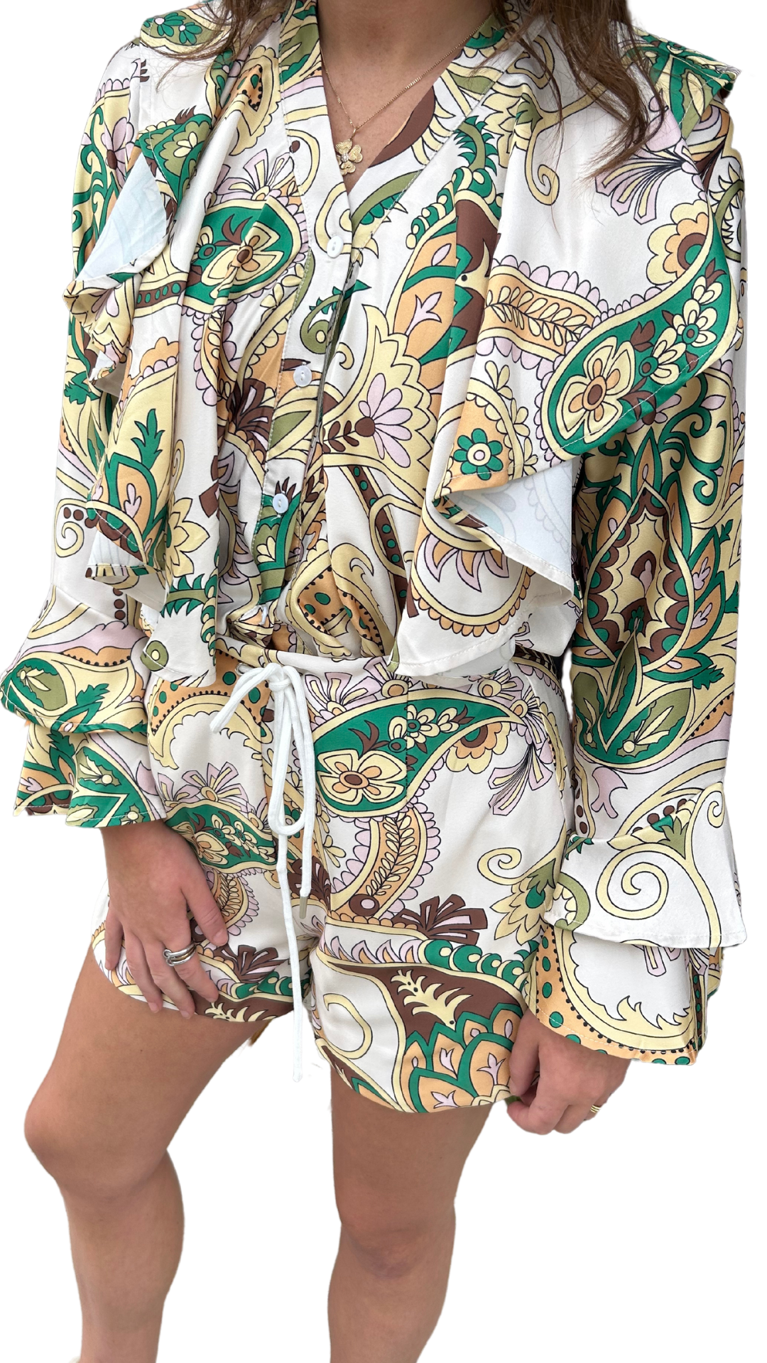 Green Yellow Paisley Set