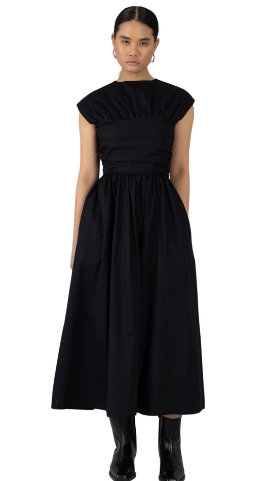 Poplin 2-Way Ruched Maxi